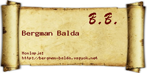 Bergman Balda névjegykártya